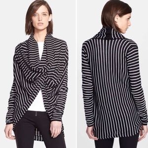 Alice and Olivia Black and Grey Wrap Sweater